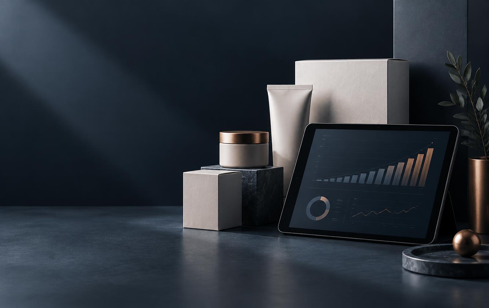 Ecommerce products and performance analytics on a tablet